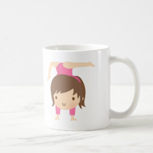 Schattig Klein Turnmeisje Turnen Pose Koffiemok