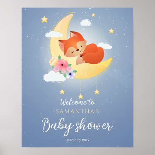 Schattig klein vos baby shower welkom teken poster (Voorkant)