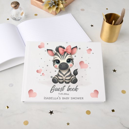 Schattig klein vrouwelijk zebra  gastenboek (Voorkant open)