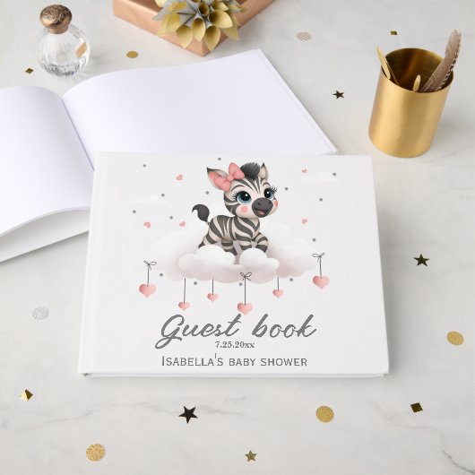 Schattig klein vrouwelijk zebra gastenboek (Voorkant open)