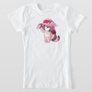 Schattig Klein Wasbeertje met Vlinder Illustratie  T-shirt