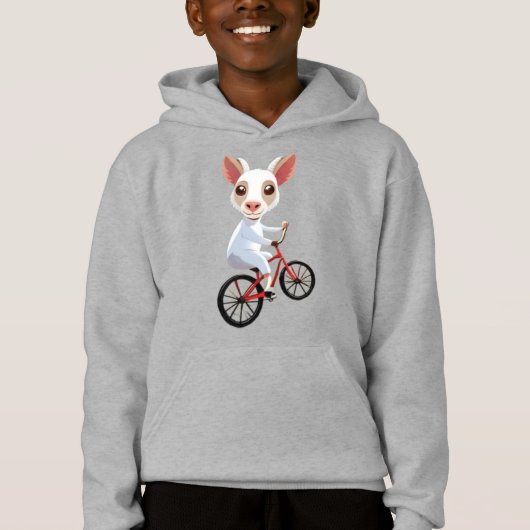 Schattig klein wit geitje op een fiets (Voorkant)
