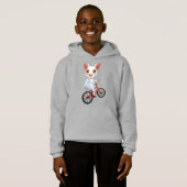 Schattig klein wit geitje op een fiets (Voorkant volledig)