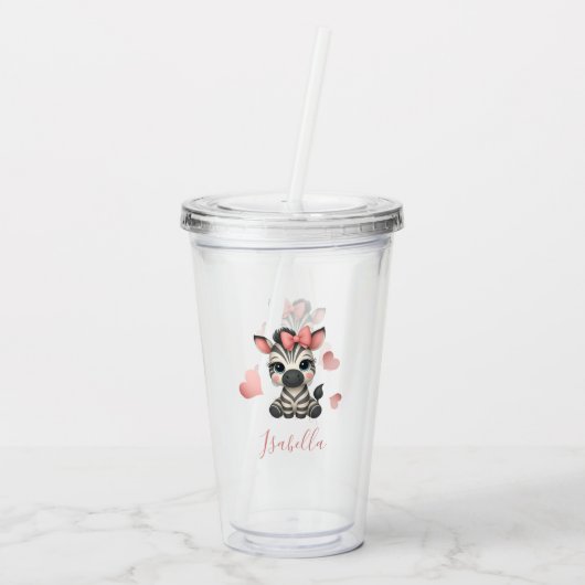 Schattig klein zebra  acryl drinkbeker (Achterkant)