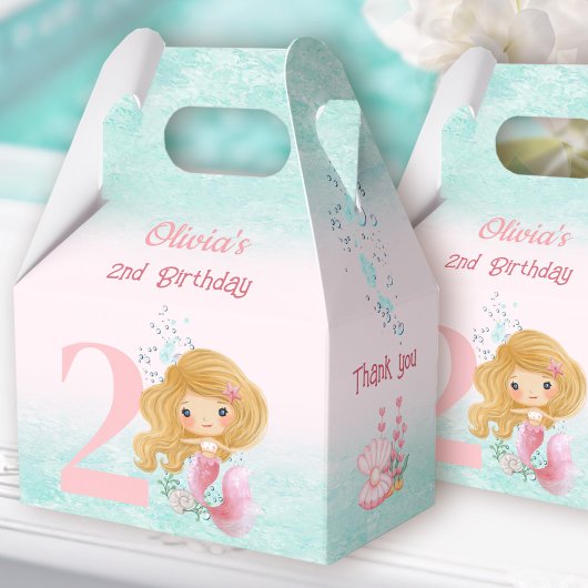 Schattig klein zeemeermin blond haar verjaardag ro bedankdoosjes