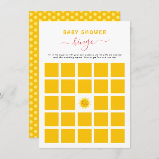 Schattig Klein Zonneschijn Baby Shower Bingo Spelk Kaart (Voorkant / Achterkant)