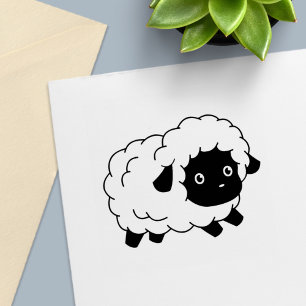 Schattig Klein Zwart Neus Schaap Lam Zelfinktende Stempel