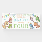 Schattig kleine dinosaurus jongen verjaardag parti spandoek (Horizontaal)