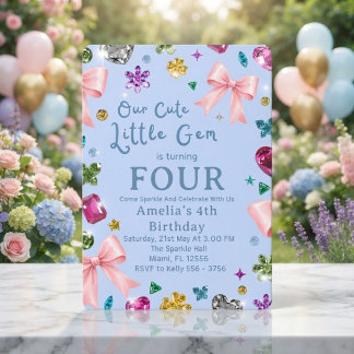 Schattig Kleine Edelsteen 4e Verjaardag Blauwe Uit Kaart