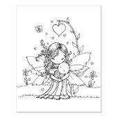 Schattig kleine fee moeder en Baby Rubberstempel (Afrduk)