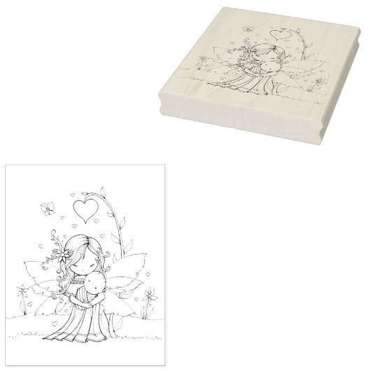 Schattig kleine fee moeder en Baby Rubberstempel (Gestempeld)