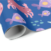 Schattig kleine oceaan vrienden patroon cadeaupapier (Rol Hoek)