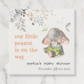 Schattig kleine pinda olifant bladeren Baby shower Bedankjes Labels (Voorkant)