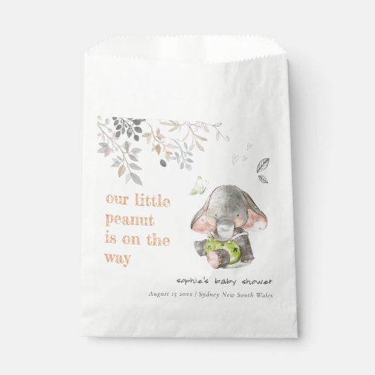 Schattig kleine pinda olifant bladeren Baby shower Bedankzakje (Voorkant)