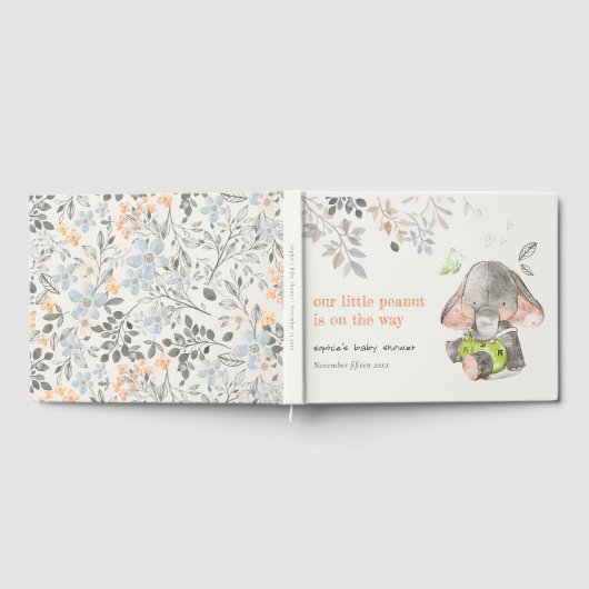 Schattig kleine pinda olifant bladeren Baby shower Gastenboek (Volledig)