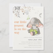Schattig kleine pinda olifant bladeren Baby shower Kaart (Voorkant)