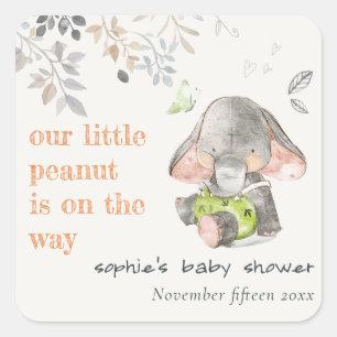 Schattig kleine pinda olifant bladeren Baby shower Vierkante Sticker