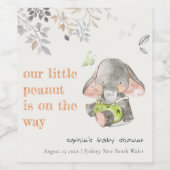 Schattig kleine pinda olifant bladeren Baby shower Wijn Etiket (Enkel label)