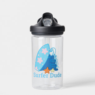 Schattig Kleine Surfer Type Surfplank en Golf Waterfles