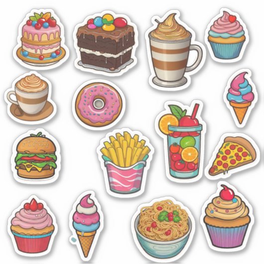 schattig kleur food item Vinyl Sticker (Voorkant)