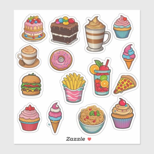 schattig kleur food item Vinyl Sticker (Vel)