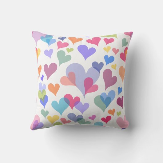   Schattig & Kleurig Pastel Hart Patroon Meisjesac Kussen (Achterkant)