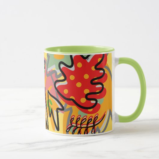 Schattig kleurrijk abstract van bladgroen Sinaasap Mok (Rechts)