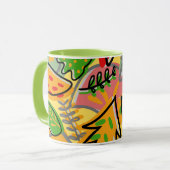 Schattig kleurrijk abstract van bladgroen Sinaasap Mok (Voorkant links)