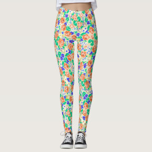 Schattig kleurrijk bloemmotief leggings