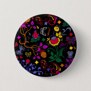 Schattig kleurrijk bloemmotief ronde button 5,7 cm