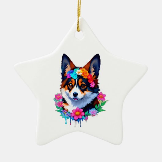 Schattig Kleurrijk Corgi Ornament (Voorkant)