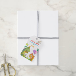 Schattig Kleurrijk Dinosaurus Thema Verjaardag Bed Cadeaulabel