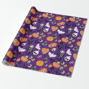 Schattig Kleurrijk Enge Trick or Treat Halloween Cadeaupapier