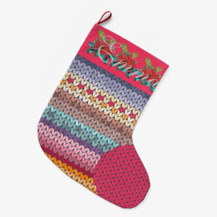 Schattig Kleurrijk Gebreid Gepersonaliseerd Grote Kerstsok