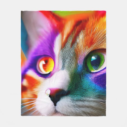 Schattig Kleurrijk Kat Regenboog kleuren, Cat Fleece Deken (Voorkant)