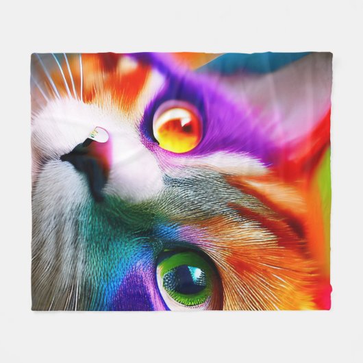 Schattig Kleurrijk Kat Regenboog kleuren, Cat Fleece Deken (Voorkant (Horizontaal))