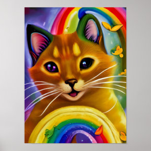 Schattig Kleurrijk Kat Regenboog kleuren, Cat Poster