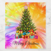 Schattig, Kleurrijk, Kerstmis Wijn Etiket (Enkel label)