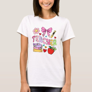 Schattig Kleurrijk Leraress Typography T-Shirt