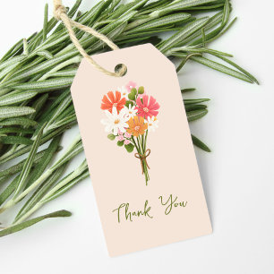 Schattig Kleurrijk Modern Bloemenboeket Dank Je Cadeaulabel