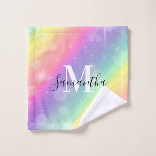 Schattig kleurrijk monogram bad handdoek (Wasdoekje)