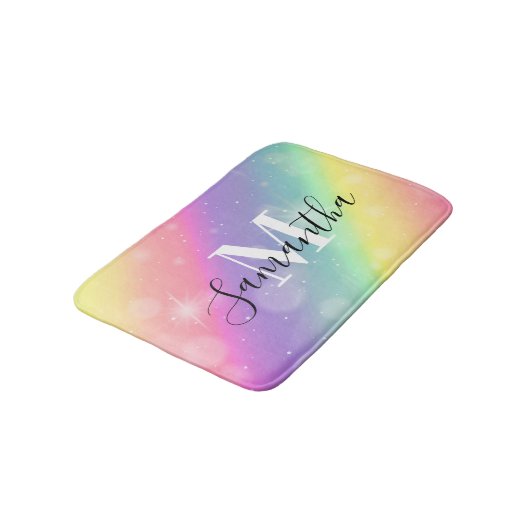 Schattig kleurrijk monogram badmat (Gekanteld)