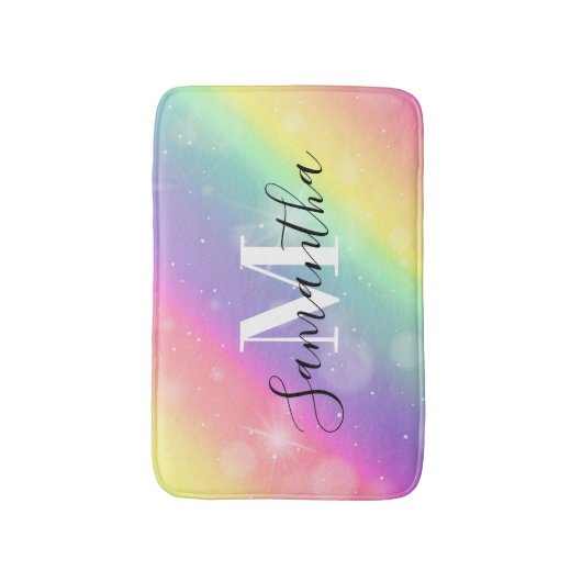 Schattig kleurrijk monogram badmat (Voorkant Verticaal)