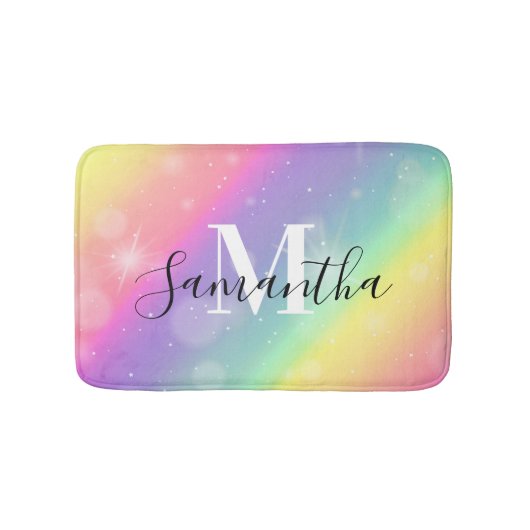 Schattig kleurrijk monogram badmat (Voorkant)