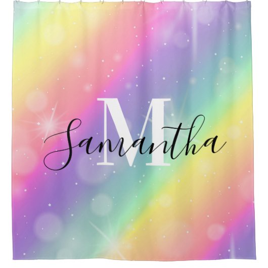 Schattig kleurrijk monogram douchegordijn (Voorkant)