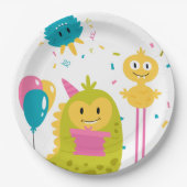 Schattig kleurrijk monster papieren bordje (Voorkant)