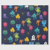 Schattig Kleurrijk Monsters Patroon Cadeaupapier (Vlak)