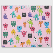 Schattig Kleurrijk Monsters Patroon Cadeaupapier (Vlak)