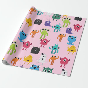 Schattig Kleurrijk Monsters Patroon Cadeaupapier