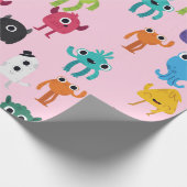 Schattig Kleurrijk Monsters Patroon Cadeaupapier (Hoek)